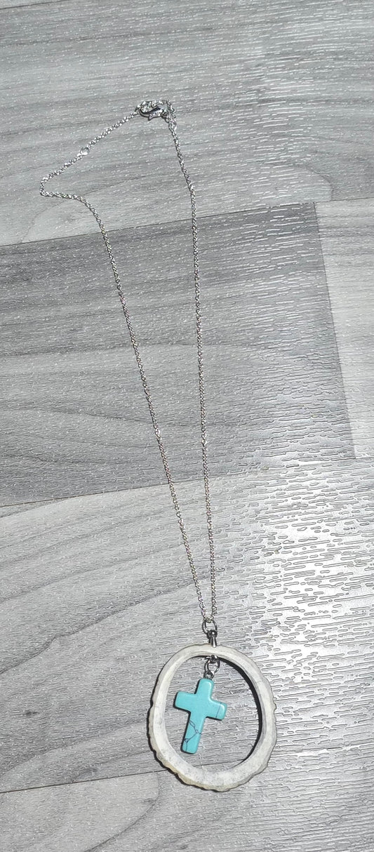 Antler with Turq Cross Necklace