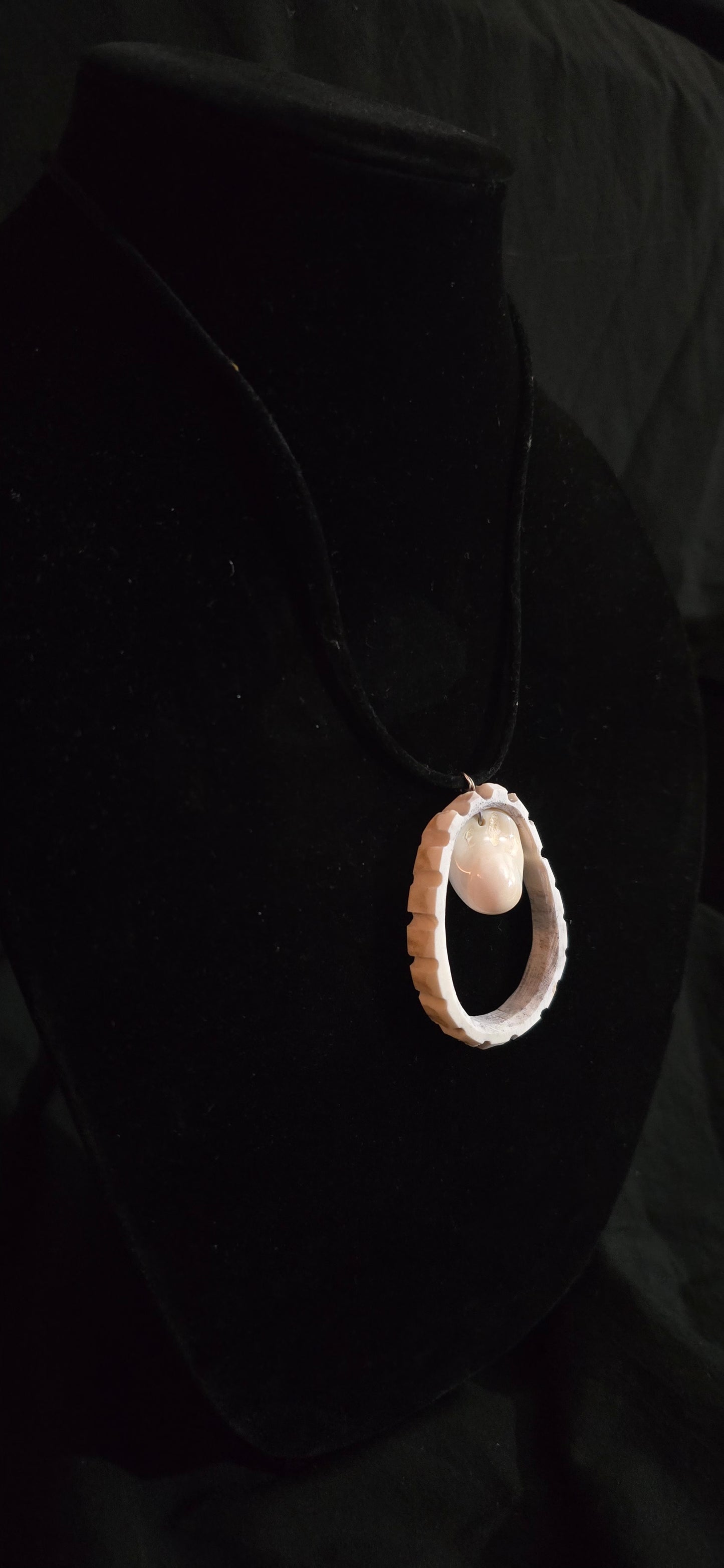 Elk Ivory in Carved horn Necklace