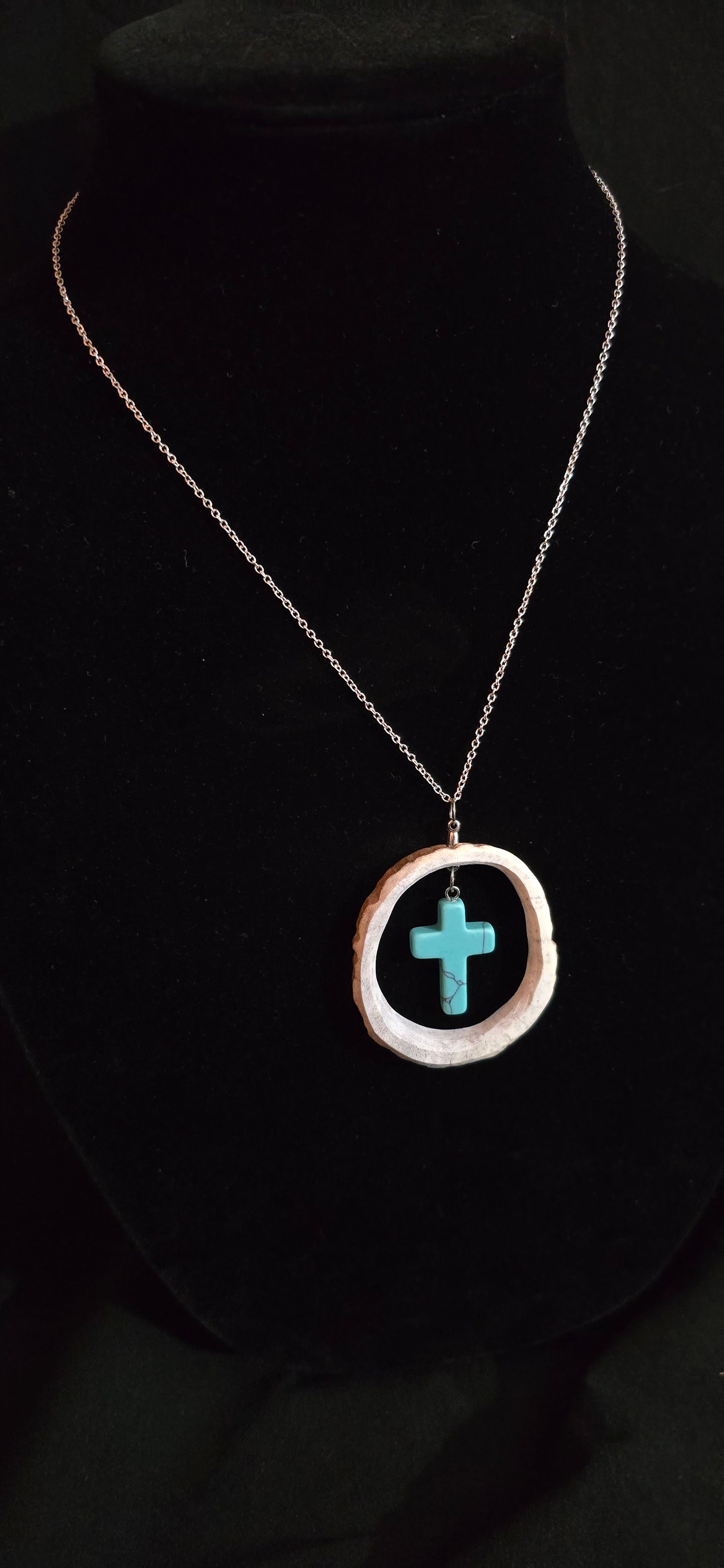 Turquois Cross with Antler