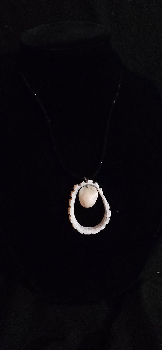 Elk Ivory in Carved horn Necklace